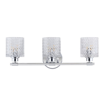 Spaulding Vintage Iron/Chevron Pattern Glass Farmhouse Cottage LED Vanity Light